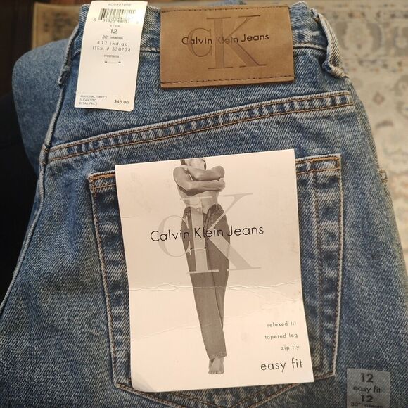 Calvin Klein Jeans Women 12 Double Stone Wash Mom Easy Fit Zipper Fly Straight - Picture 3 of 13